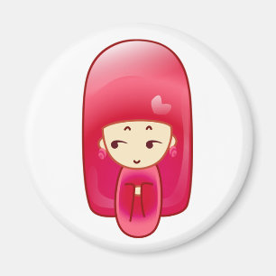Íman Kokeshi cor-de-rosa