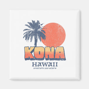 Íman Kona Havaí Pôr do Sol Retro Palmeira Fofo Havaiano