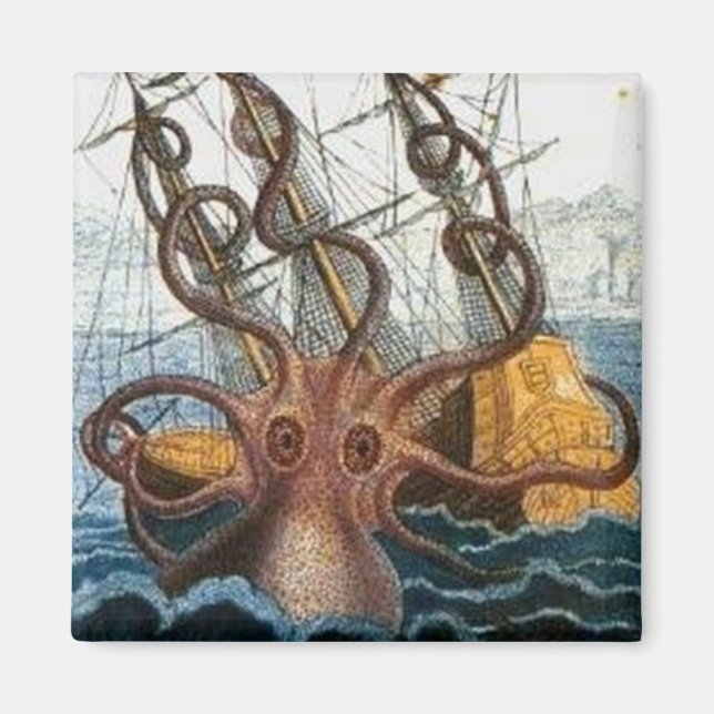 Íman Kraken Steampunk Octopus Vintage (Frente)