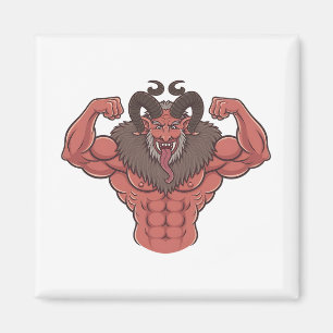 Íman Krampus Assustador Natal Flexionando Músculo Fitne
