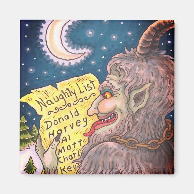 Íman KRAMPUS NAUGHTY LIST CHRISTMAS MAGNET Personalizar (Frente)