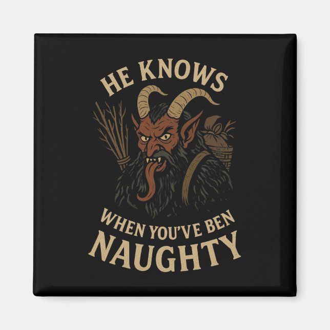 Íman Krampus Naughty List Horror de Natal (Frente)