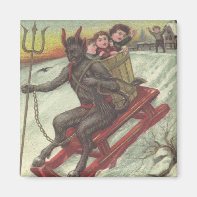 Íman Krampus Seqüestrando Crianças Com Forcado De Trenó (Frente)