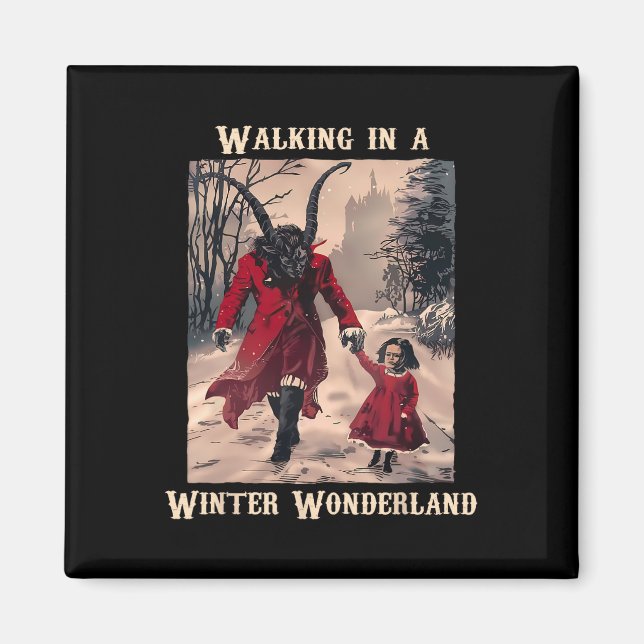 Íman Krampus Winter Wonderland Design de Natal Gótico (Frente)