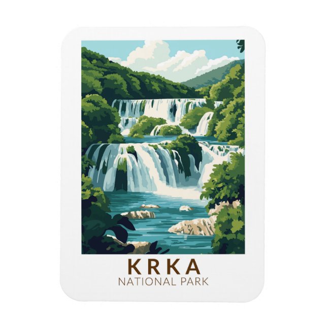 Íman Krka National Park Croácia Ilustração Viagem Art (Vertical)