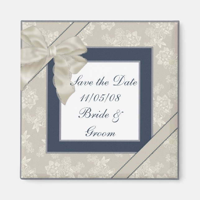 Íman KRW Blue e White Custom Save the Date Weded (Guard (Frente)
