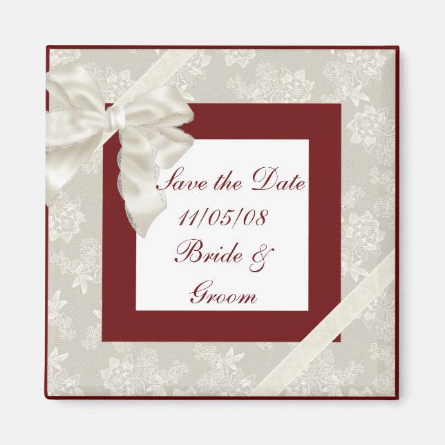 Íman KRW Red e White Custom Save the Date Weding (Frente)