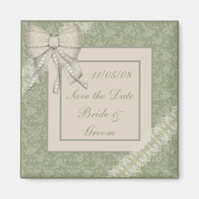 Íman KRW Sage Green - Guarde o casamento de data (Frente)