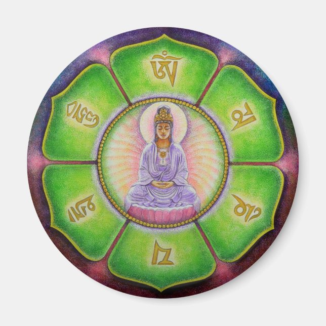Íman Kuan Yin "Om Mani Padme Hum" Magnet (Frente)