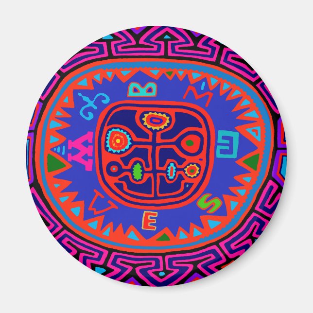 Íman Kuna Indian Mola Compass (Frente)