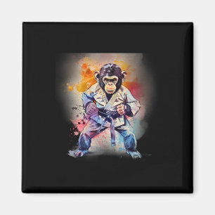 Íman Kung Fu Macaco Aquarela Kickboxing Mma Amante de M