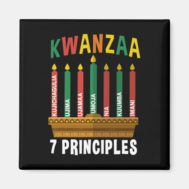 Íman Kwanzaa 7 Princípios Vela Kinara Pan Africanos P (Frente)