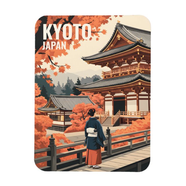 Íman Kyoto Japan Travel Autumn Temple Retro Personalize (Vertical)