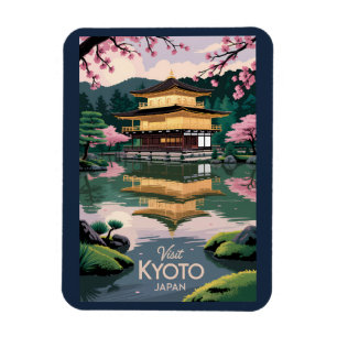 Íman Kyoto Japão Kinkaku-ji Ilustração Arte Viagem Vin