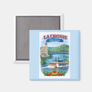 Íman La Crosse, WI Cartão Postal Wisconsin Cênico