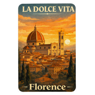 Íman La Dolce Vita - Cartaz de Viagem Antigo de Florenç