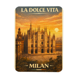 Íman La Dolce Vita - Cartaz de Viagem Vintage de Milão