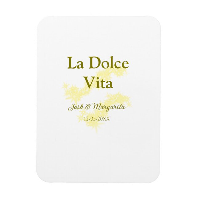 Íman La Dolce Vita casal amarelo Nome data glit (Vertical)