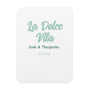 Íman La Dolce Vita verde azul pastel nome data casament