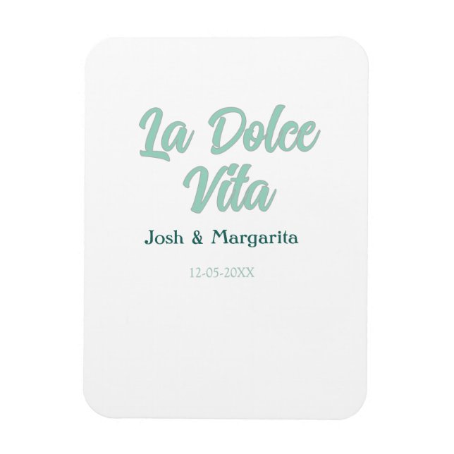 Íman La Dolce Vita verde azul pastel nome data casament (Vertical)
