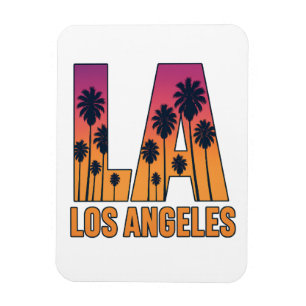 Íman LA Los Angeles Palm Trees Sunset Retro Design