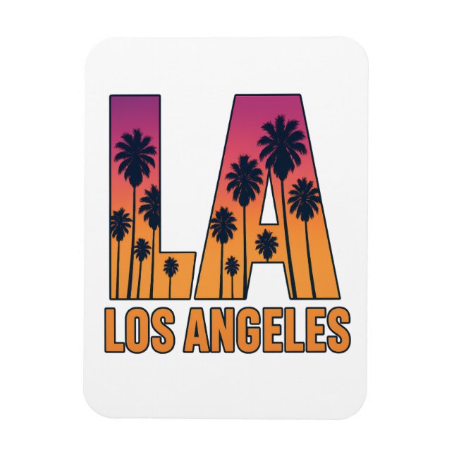 Íman LA Los Angeles Palm Trees Sunset Retro Design (Vertical)