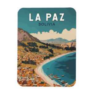 Íman La Paz Bolivia Illustração Viagem Art Vintage