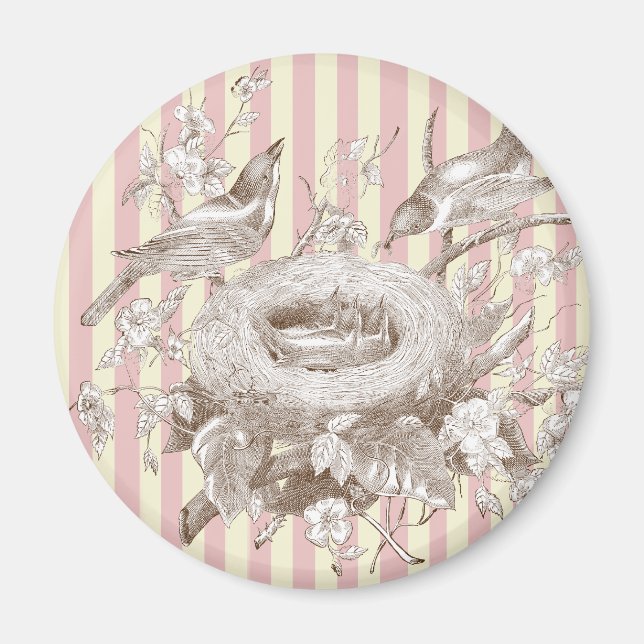 Íman La Petite Famille em fundo rosa e creme (Frente)