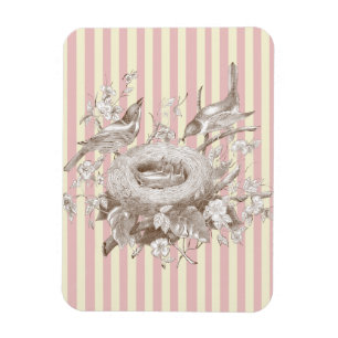 Íman La Petite Famille em fundo rosa e creme