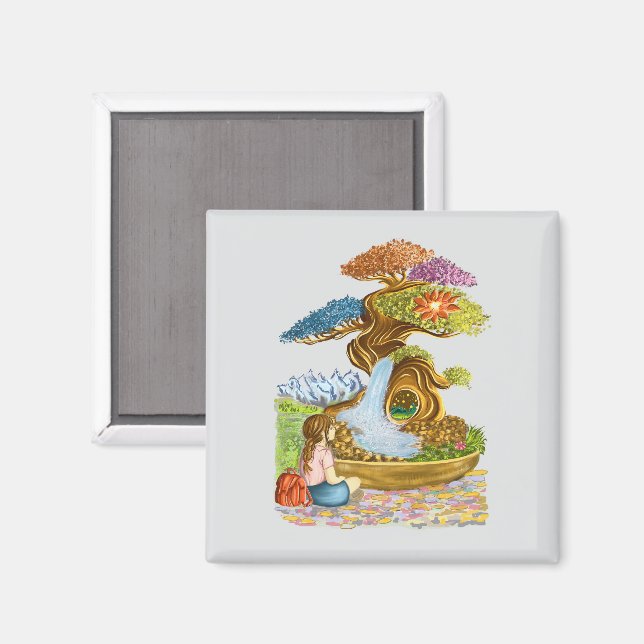 Íman La petite fille et son Bonzaï géant. (Front/Back)
