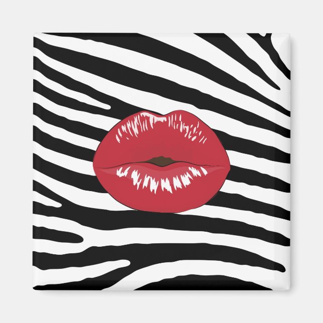 Íman Lábios beijam moda glamour makeup zebra (Frente)