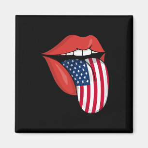 Íman Lábios Da Língua Patriótica Americana Da Bandeira