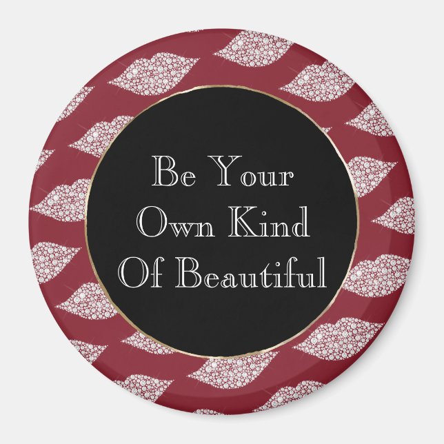 Íman Lábios de diamante branco vermelho (Frente)