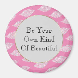 Íman Lábios de Diamantes Brancos de Cinzas Rosa