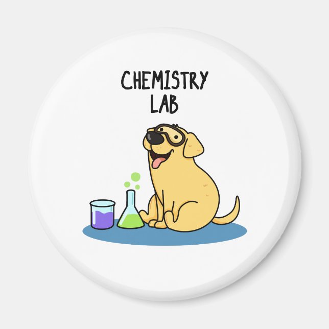 Íman Laboratório de Química Funny Labrador Dog Pun (Frente)
