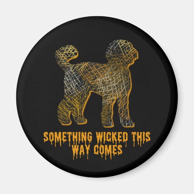 Íman Labradoodle Dog Silhouette Diversão Halloween (Frente)