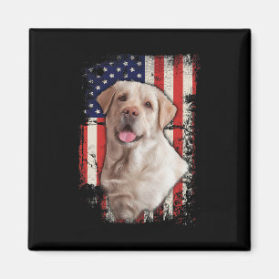 Íman Labrador Amarelo Labs Patriótico Americano Bandeir