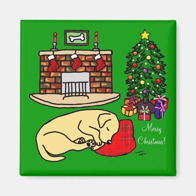 Íman Labrador Amarelo - Magnetos de Natal do Retriever (Frente)