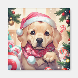 Íman Labrador Bonito Retriever com chapéu pastel e cach