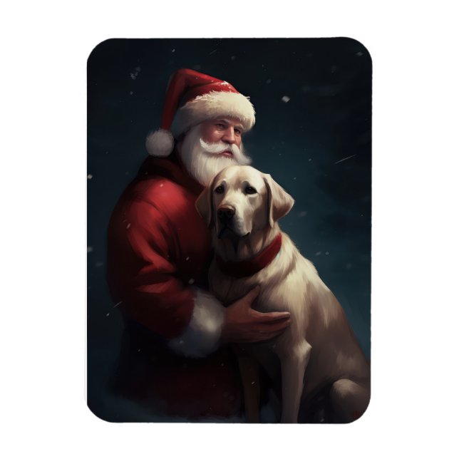 Íman Labrador Com Papai Noel Natal Festivo  (Vertical)