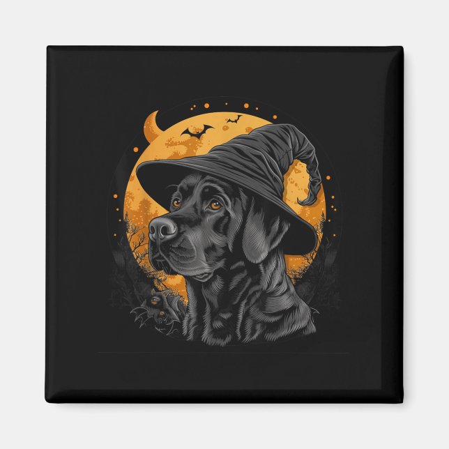 Íman Labrador Halloween Engraçado Cachorro Preto Lab Mo (Frente)