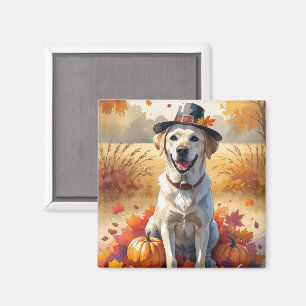 Íman Labrador no Outono Folhas Arte de Ação de Graças