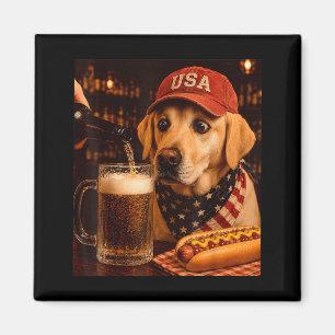 Íman Labrador Retriever Amarelo Vintage Bebendo Cerveja