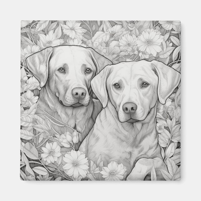 Íman Labrador Retriever Magnet - Dois Cães (Frente)