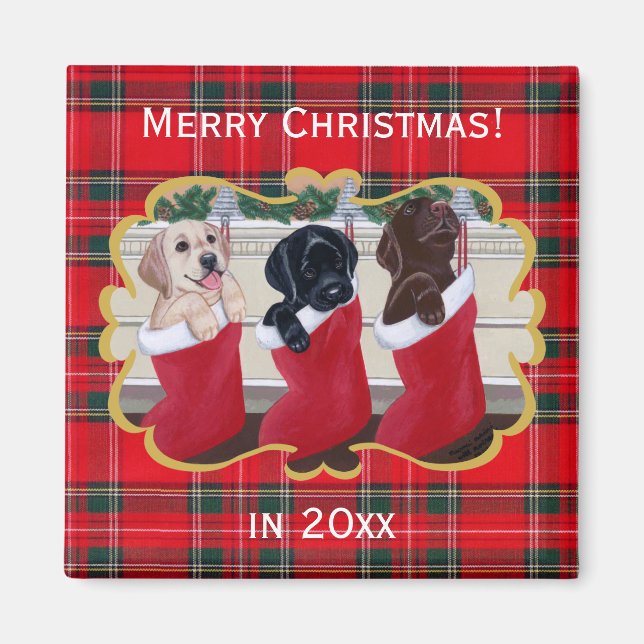 Íman Labrador Retriever Puppia Pintura de Natal (Frente)