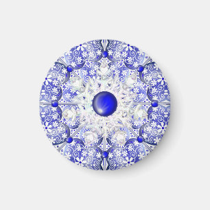 Íman Lace cerâmico Azul de Grécia e floco de neve