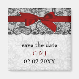 Íman Lace e fita vermelha, preto guarde a data