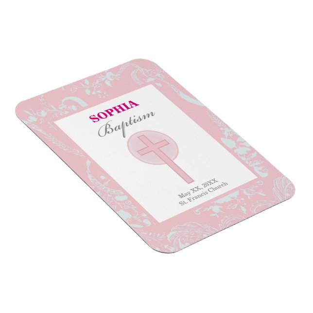 Íman Lace Girl Baptism Rosa (Lado Direito)