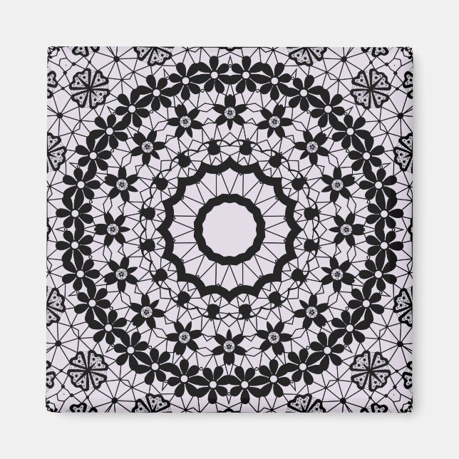 Íman Lace negro sem costura, rajado retro romântico orn (Frente)