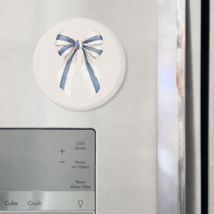 Íman Laço de Listras Azuis Branco Creme
